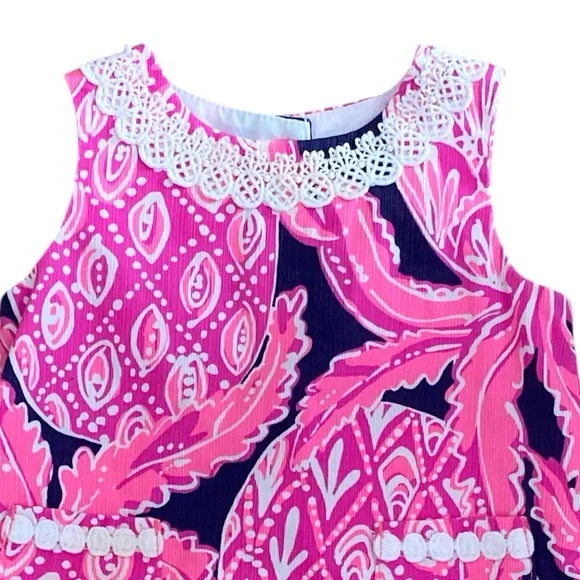 Lilly Pulitzer CoCo Safari Print Fuchsia Pink and Navy Back Button Dress - Picture 2 of 9